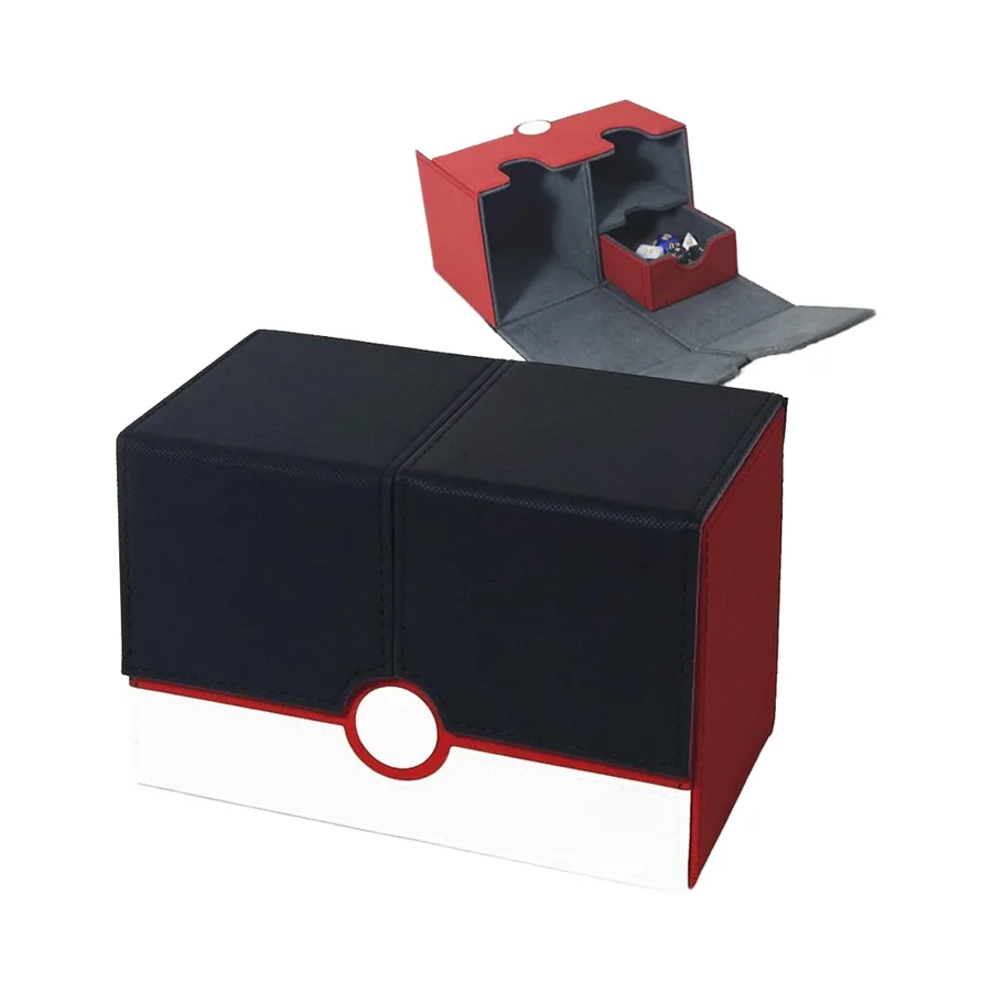 PU Leather Collectible Card Storage Box Strong Magnet Double
