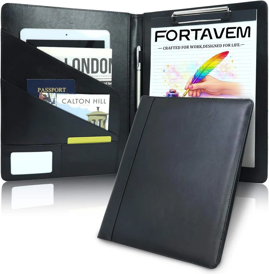 Faux Leather Padfolio With Clipboard Portfolio - view 2