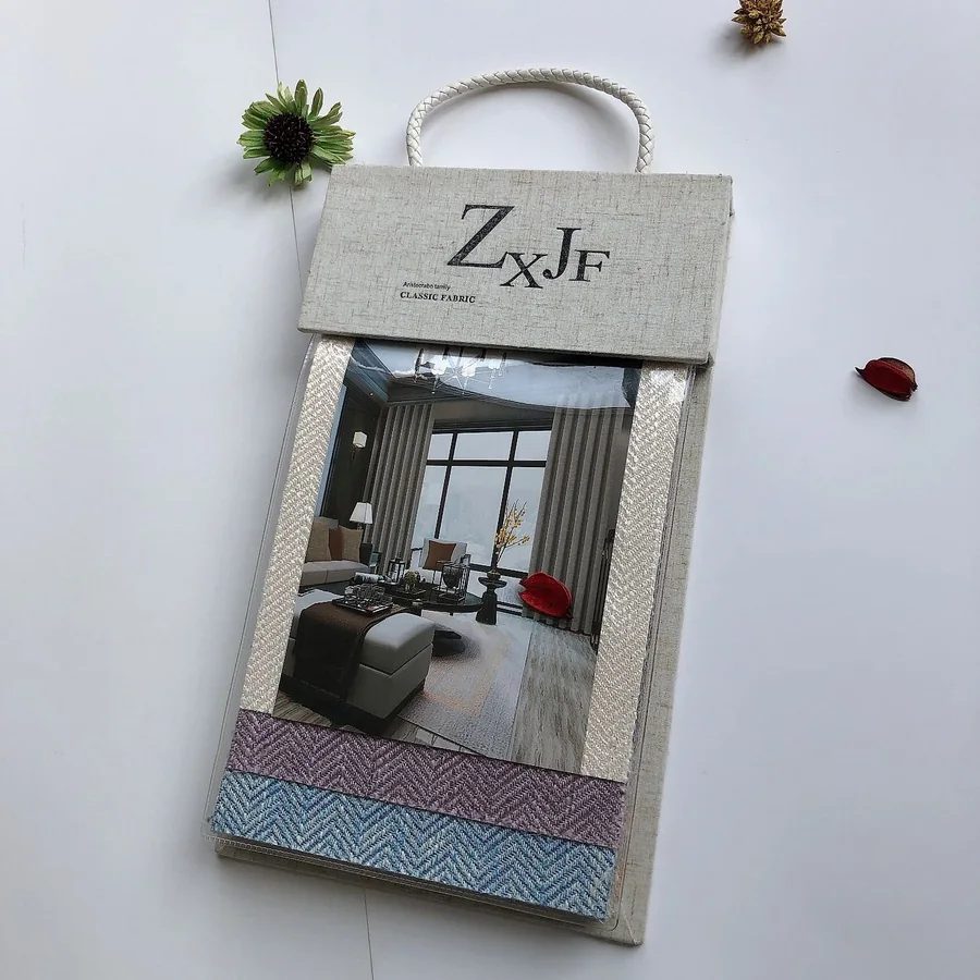 Hardcover A5 PU leather fabric sample book with printed textile swatch panels