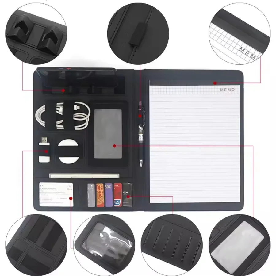 A4 PU Leather Document Portfolio Folder Conference Organizer - view 2