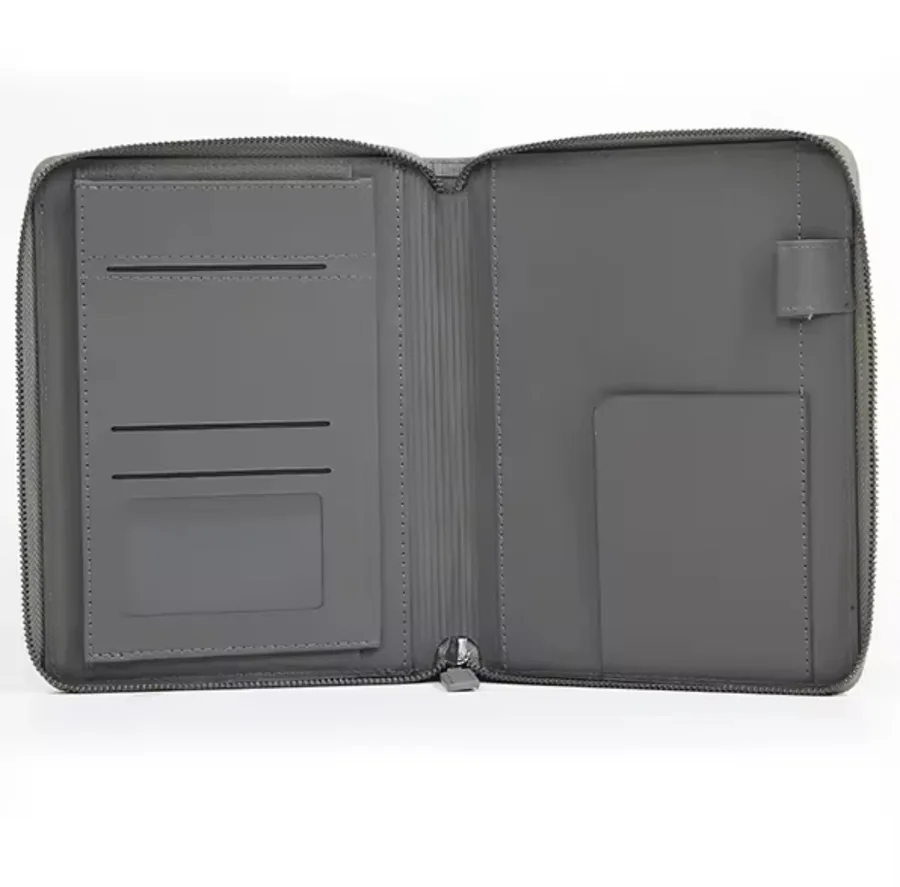 A5 PU Leather Zippered File Bag Custom Portfolio Folder - view 2