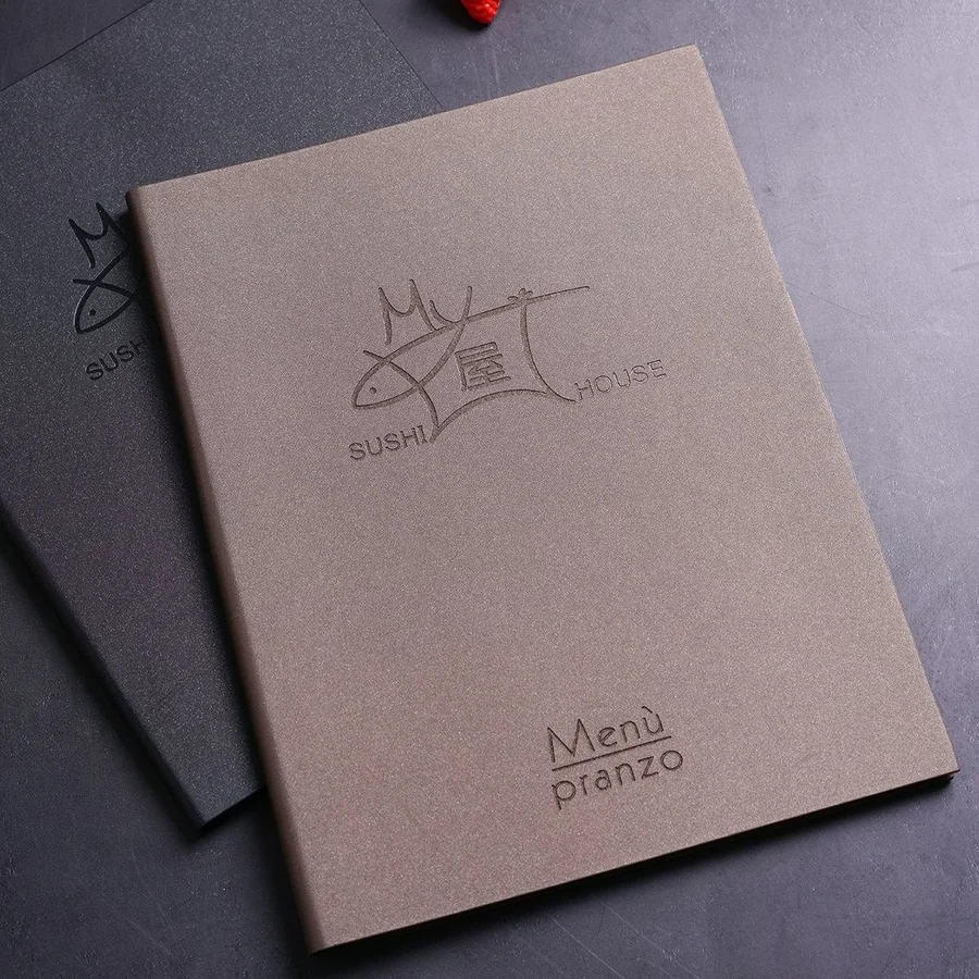 PU Menu Book Folder Embossed Surface
