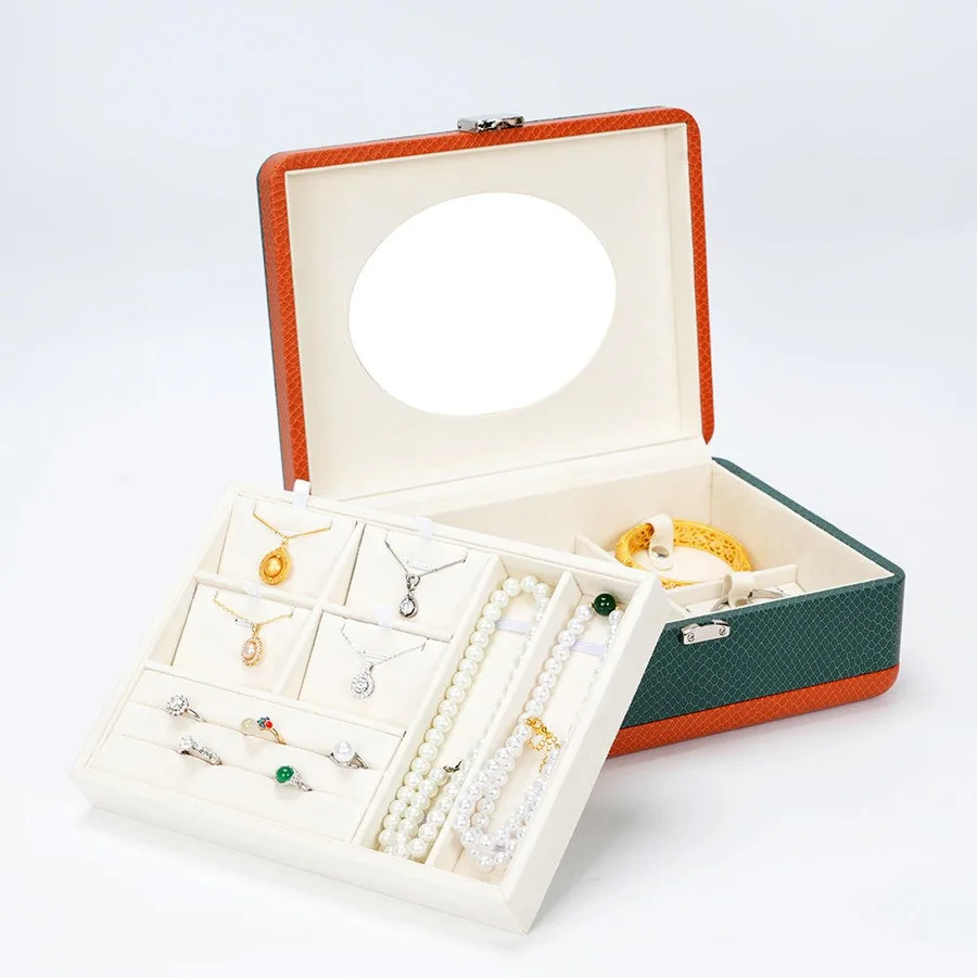 Double-Layer Color-Block Jewelry Storage Box - view 2