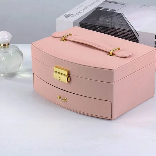 Double Layer Lock Drawer Type Jewelry Box Storage Box