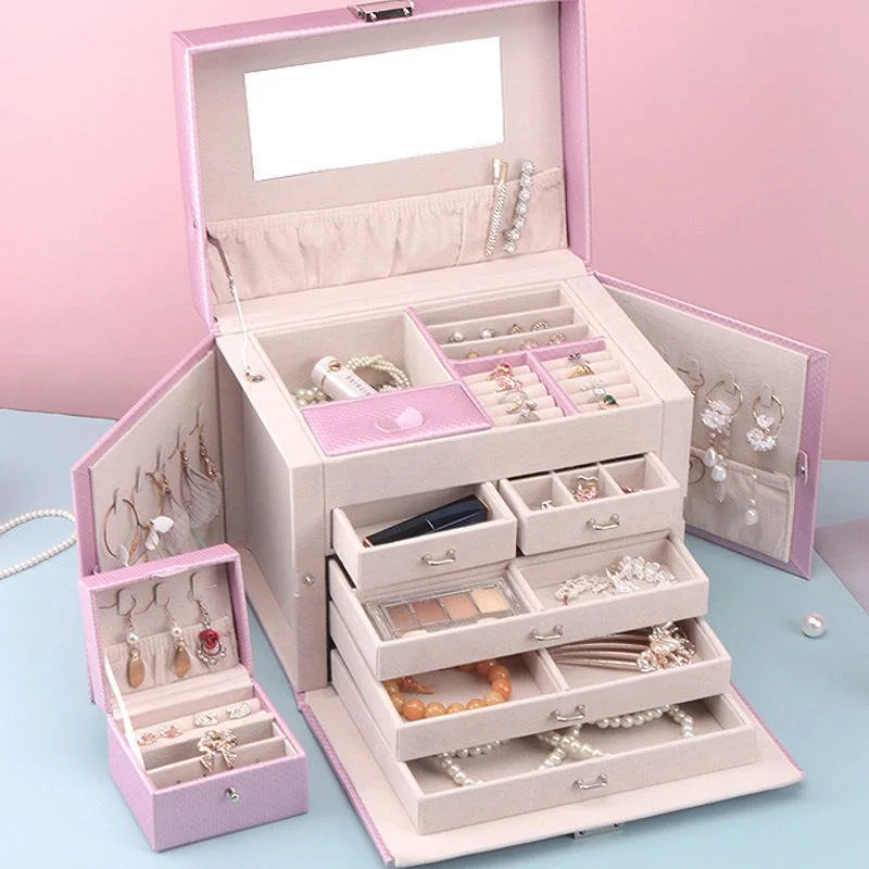 Drawer-Type Five-Layer PU Organizer Jewelry Box