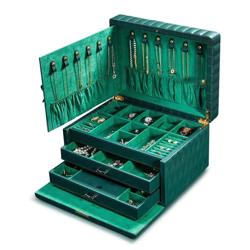 Genuine Leather Large Capacity Jewelry Box