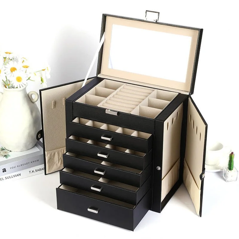 Multi-layer PU Leather Household Jewelry Storage Box