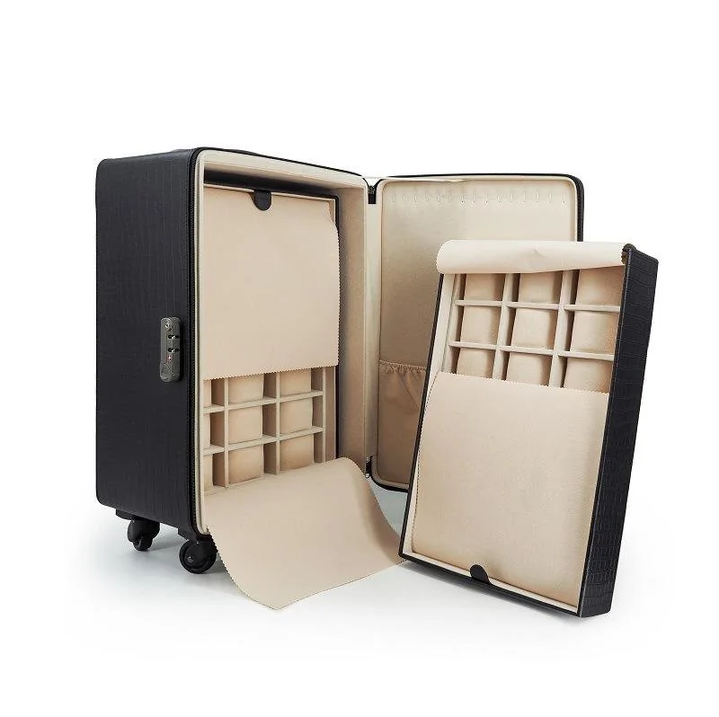 New High-end PU 11-Plate Universal Wheel Jewelry Trolley Cas