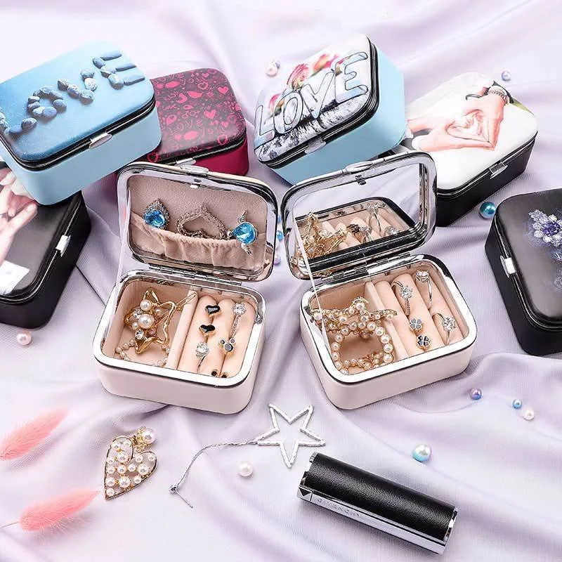 Portable Jewelry Box PU Earrings Rings Accessories Storage B