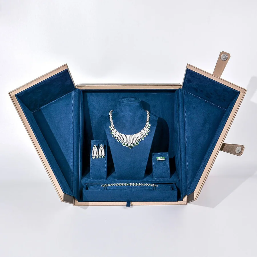 PU Box Necklace Earrings Bracelet Ring Set Box Jewelry Displ