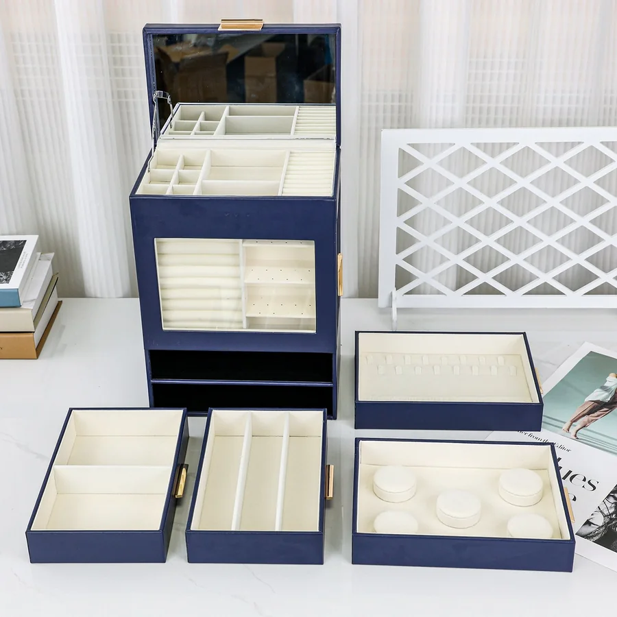 PU Jewelry Box Side-Draw Jewelry Storage Display Packaging B - view 2