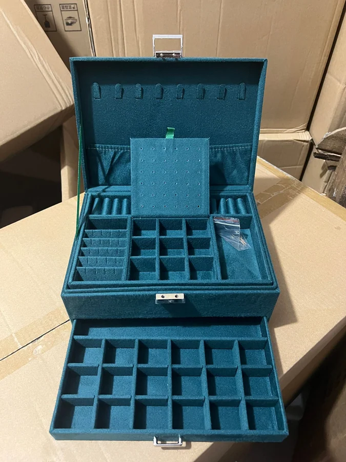Lockable Three-Layer Velvet Jewellery Box - view 2