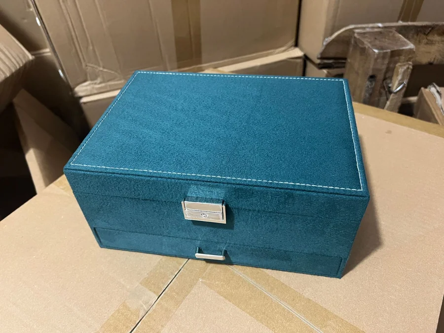 Lockable Three-Layer Velvet Jewellery Box - view 3
