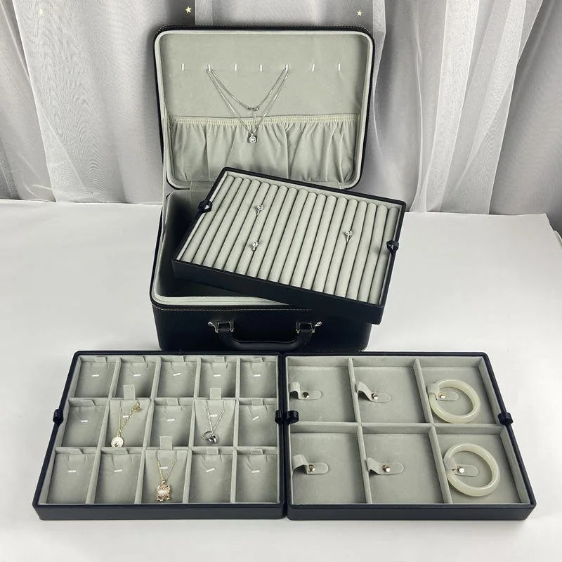 PU Jewelry Display case Portable Storage Box