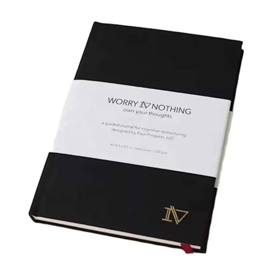 Black linen hardcover planner and notebook with an elastic closure