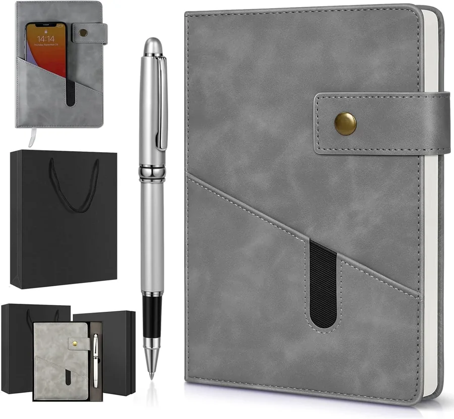 A5 Leather Notebook and Executive Pen Gift Set in Premium Gi