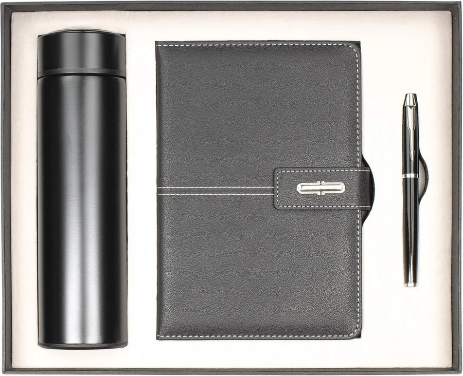A5 PU Leather Notebook, Insulated Thermos and Executive Pen 