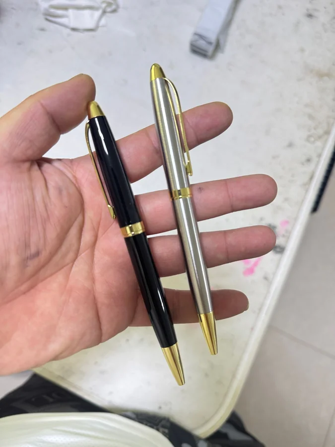 Black Metal Twist Pen with Gold Trim - view 3