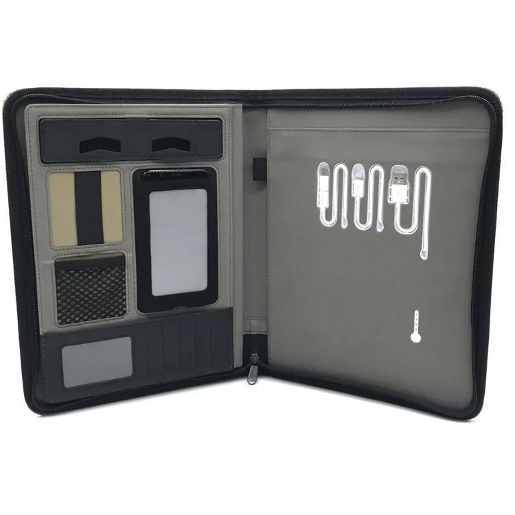 A4 Zipper Portfolio with Power Bank Charging