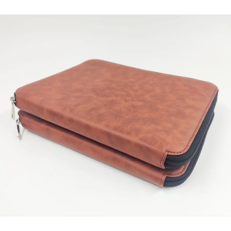 A5 PU Zipper Portfolio, Brown