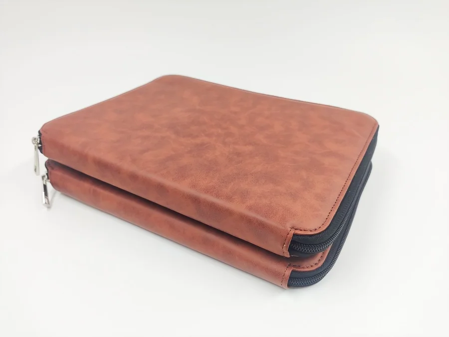 A5 PU Zipper Portfolio, Brown - view 3