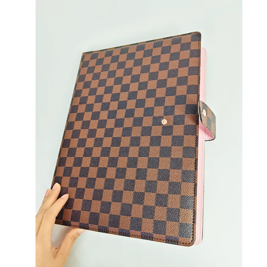 Checkered PU Portfolio A4 Legal Size Notepad Holder Folio