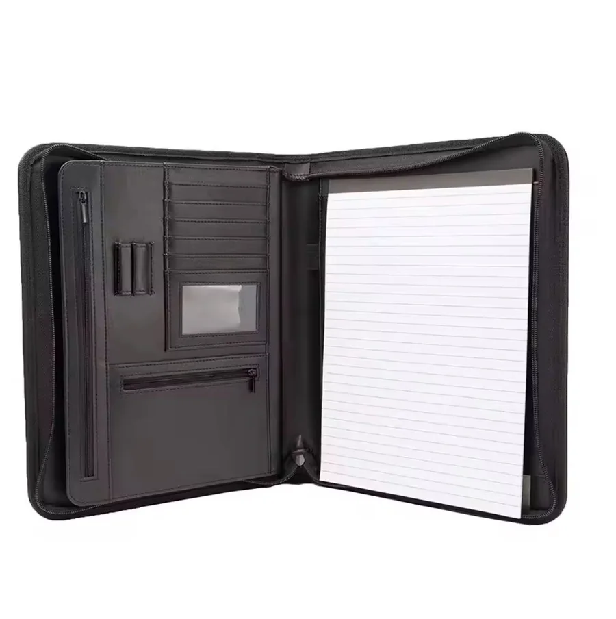 Durable Zipper Padfolio Custom PU Leather Business Portfolio