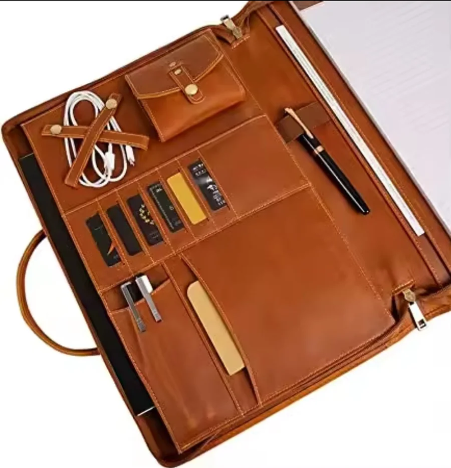 Genuine Leather Portfolio with Handle Legal Size 8.5×14