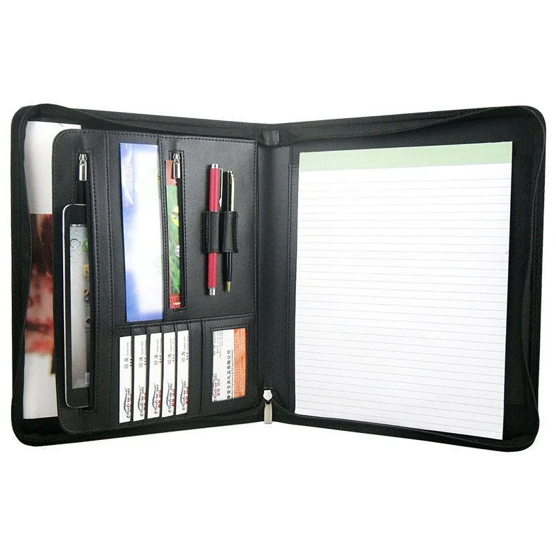 Logo PU Multifunctional Zipper A4 Portfolio
