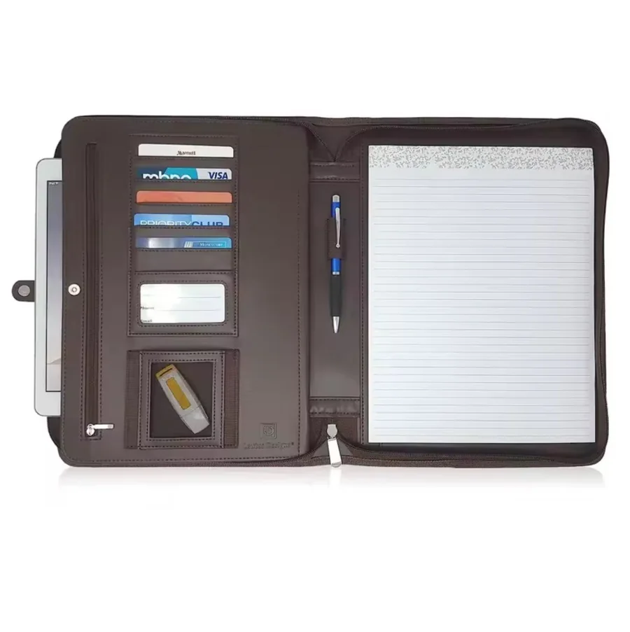 Luxury PU Leather Zippered Padfolio - view 2