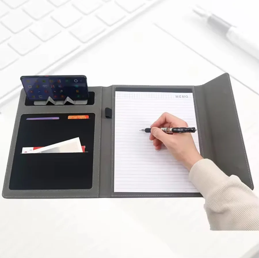 PU Leather Portfolio with Magnetic Cover Custom Business Fol - view 2