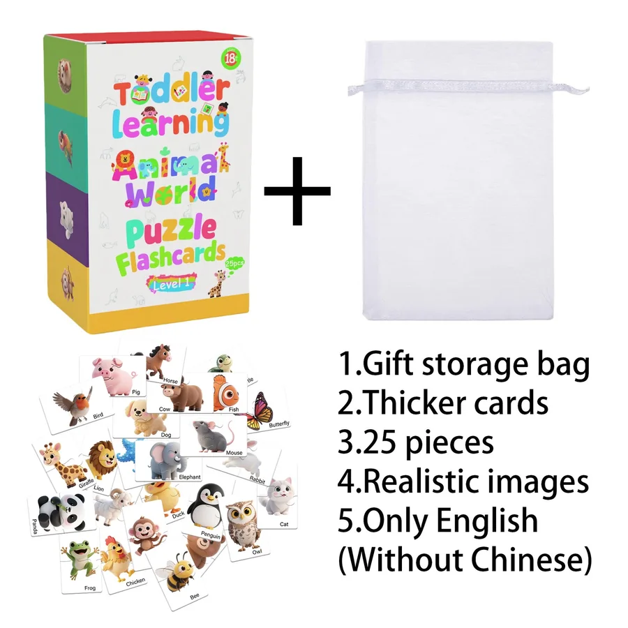 Animal-themed Matching Flashcards a Set of 25 Cards Language
